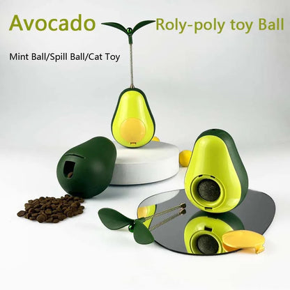 Popular new cat toy avocado shaped multifunctional mint ball leaked Roly-poly toy cat toy
