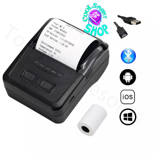 Portable Mini 58mm Wireless Thermal Receipt Ticket Printer Mobile Phone Bill Machine Bluetooth Printer Type-C Battery Recargable