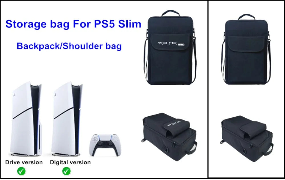 Portable PS5 Slim Travel Suitcase Storage Bag Handbag Playstation 5 Slim Game Console Accessories Shoulder Bag Backpack