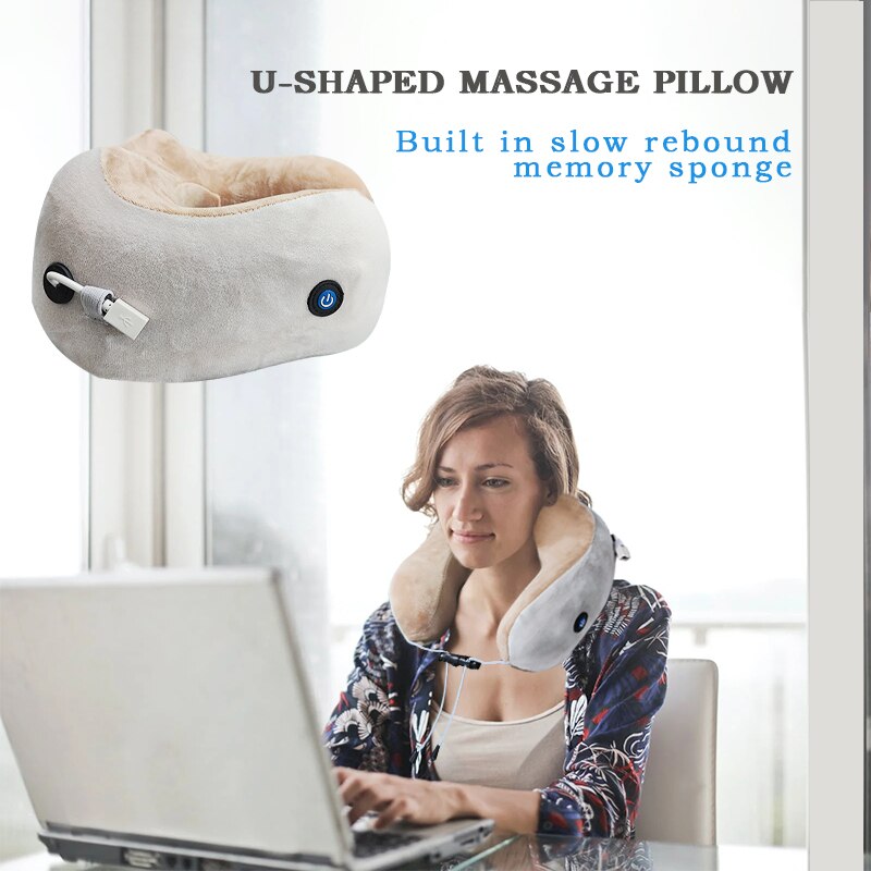 Portable U Shaped Neck Massager Electric Shoulder Massage Kneading Cervical Vibrator Pillow