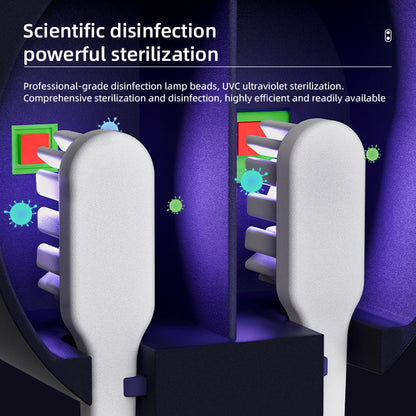 Punch-free Toothbrush Rack Cross-border Intelligent Toothbrush Holder Wall-mounted UVC Sterilization Double Induction Disinfection Toothbrush Box