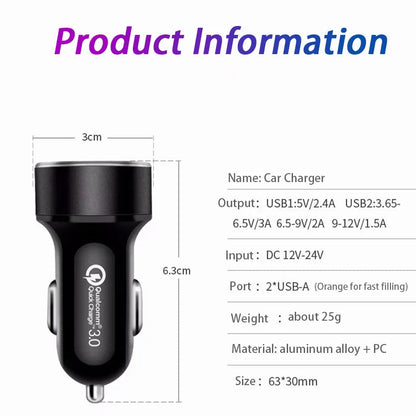 High Quality 3.1A Dual USB Car Charger 2 Port LCD Display Voltmeter 12-24V Cigarette Lighter Socket Car Charger Adapter