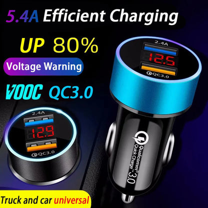 High Quality 3.1A Dual USB Car Charger 2 Port LCD Display Voltmeter 12-24V Cigarette Lighter Socket Car Charger Adapter