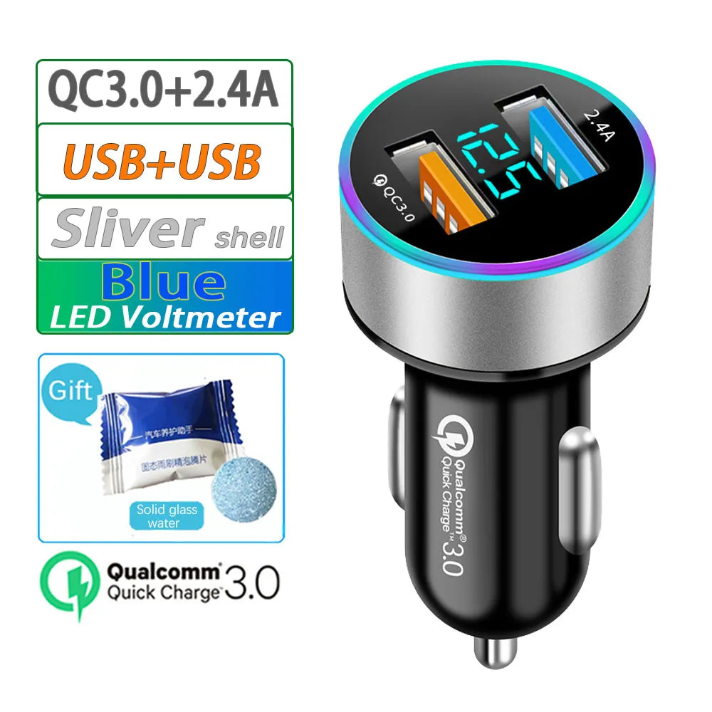 High Quality 3.1A Dual USB Car Charger 2 Port LCD Display Voltmeter 12-24V Cigarette Lighter Socket Car Charger Adapter