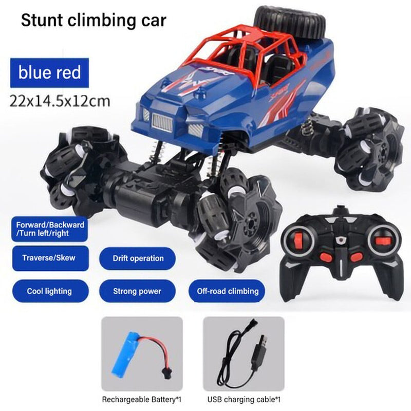 RC Car 4WD Radio Control Stunt Car Twisting Vehicle Drift RC Toys 360 Degree Rotating with with LED Light Off-Road for Kid Purple Upgraded