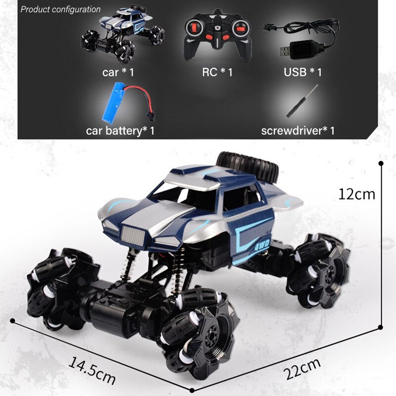 RC Car 4WD Radio Control Stunt Car Twisting Vehicle Drift RC Toys 360 Degree Rotating with with LED Light Off-Road for Kid