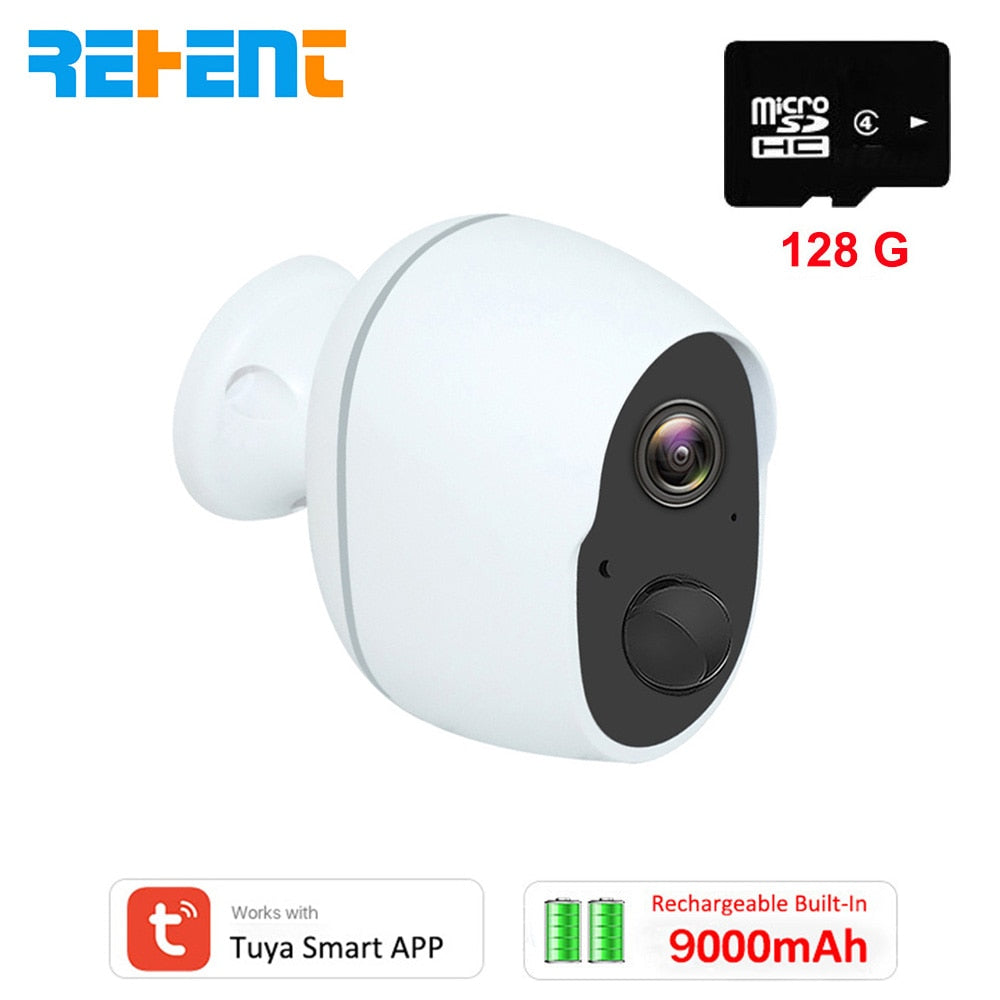 REHENT 3MP 9000mAh Battery WIFI Surveillance Camera Tuya Smart Home Outdoor Security Protection Wireless CCTV Camera Solar Panel Camera 128G