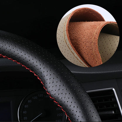 Real Cowhide Car Steering Wheel Cover Braid 38cm 15inch Hand-stitched Soft Non-slip Genuine Leather Auto Steering Wheel Case