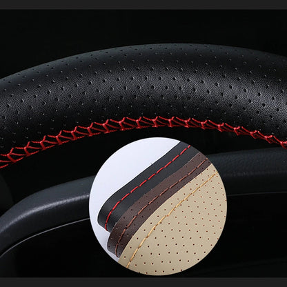 Real Cowhide Car Steering Wheel Cover Braid 38cm 15inch Hand-stitched Soft Non-slip Genuine Leather Auto Steering Wheel Case