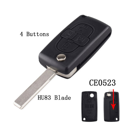 Remote key Case for Peugeot 207 307 308 407 607 807 For Citroen C2 C3 C4 C5 C6 Flip Folding Car Key shell 2/3/4 Buttons 4 Buttons