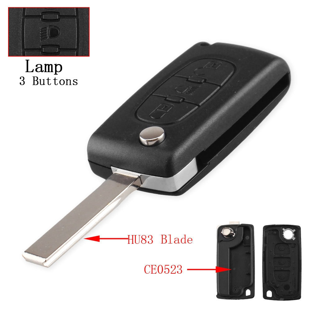 Remote key Case for Peugeot 207 307 308 407 607 807 For Citroen C2 C3 C4 C5 C6 Flip Folding Car Key shell 2/3/4 Buttons 3 Buttons 6