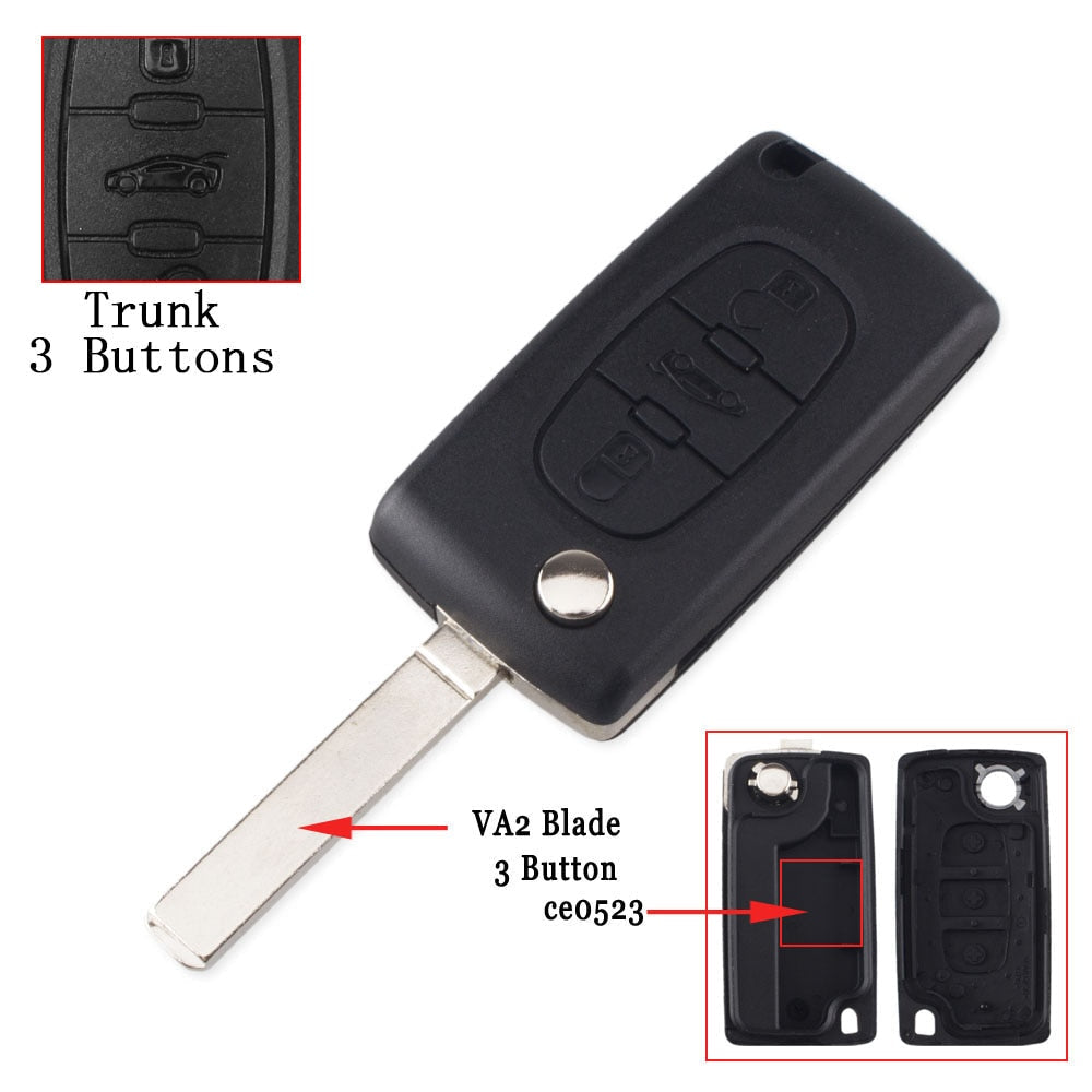 Remote key Case for Peugeot 207 307 308 407 607 807 For Citroen C2 C3 C4 C5 C6 Flip Folding Car Key shell 2/3/4 Buttons 3 Buttons 3