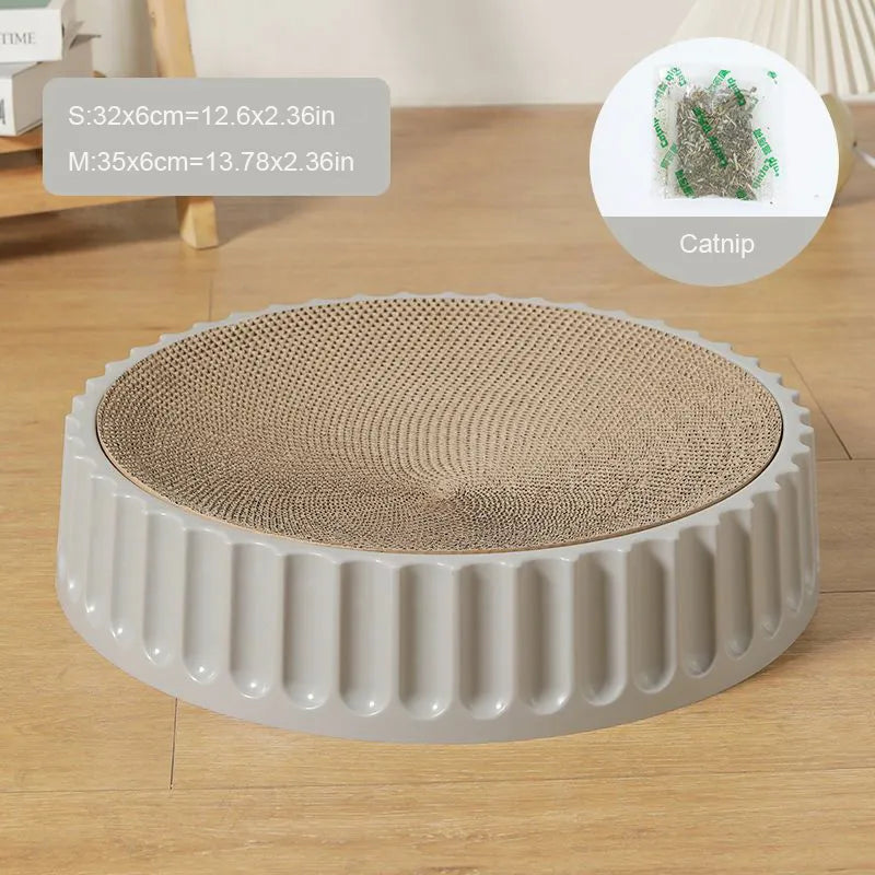 Round Cat Scratcher Pad Grinding Claws Cardboard Corrugated Paper Cats Scratching Board Kitten Scrapers Pet Furniture Supplies gray China