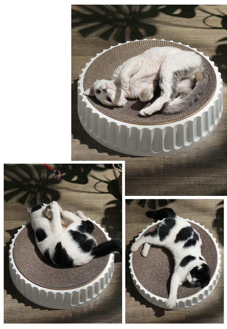 Round Cat Scratcher Pad Grinding Claws Cardboard Corrugated Paper Cats Scratching Board Kitten Scrapers Pet Furniture Supplies