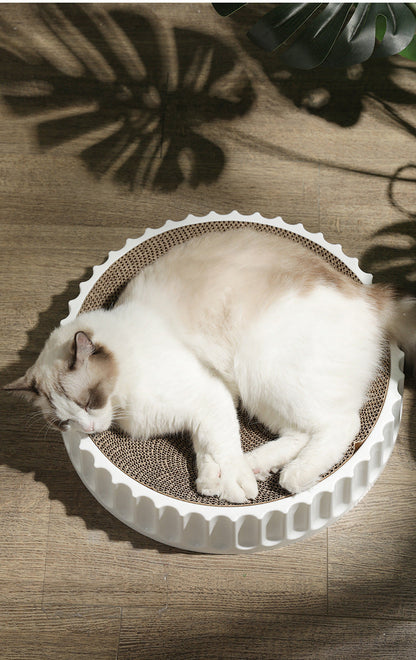 Round Cat Scratcher Pad Grinding Claws Cardboard Corrugated Paper Cats Scratching Board Kitten Scrapers Pet Furniture Supplies