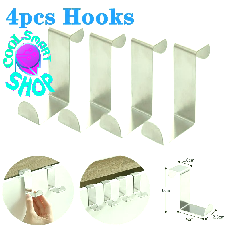 S-Shape Door Hook Stainless Steel Hanger Key Storage Kitchen Cabinet Draw Hook Bathroom Door Back Organizer Multifunction Hooks