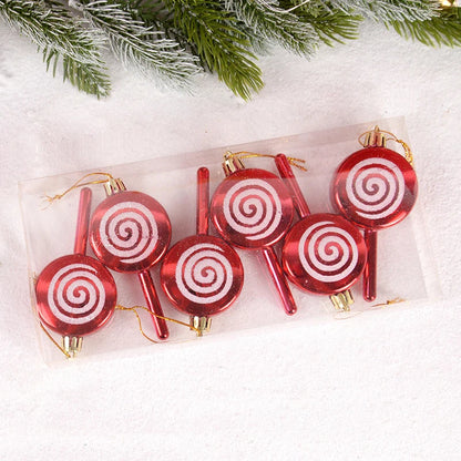 6pcs Christmas Lollipop Candy Cane Pendant Xmas Tree Hanging Ball Ornaments Christmas Decorations for Home 2024 New Year Gift