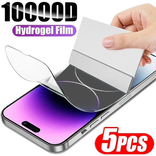 5Pcs Hydrogel Film For iPhone 14 15 Pro Max 8 7 Plus Full Cover Screen Protector For iPhone 13 12 Mini 11 PRO X XS MAX Not Glass 5PCS Hydrogel Film