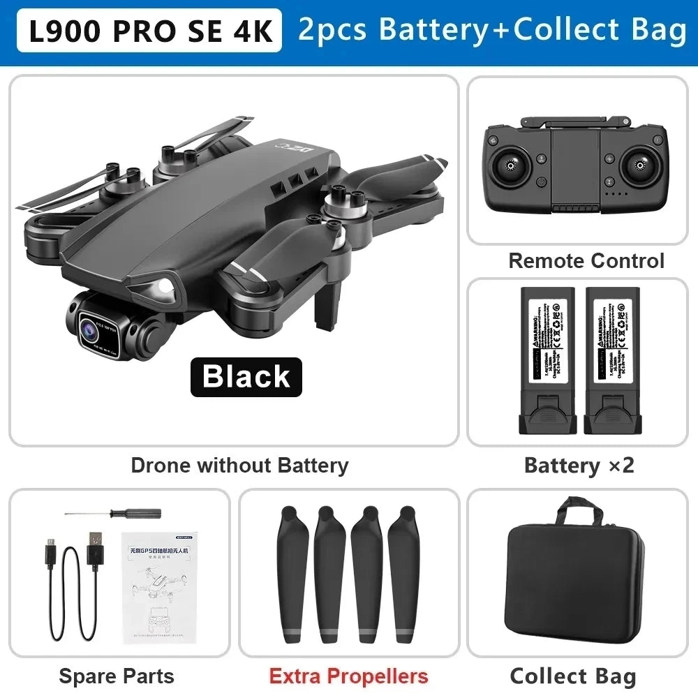 L900 Pro SE MAX GPS Drone 4K Professional Dual HD Camera 5G FPV 360° Obstacle Avoidance Brushless Motor Rc Quadcopter Dron Toys L900 Pro SE 2B Bag CHINA