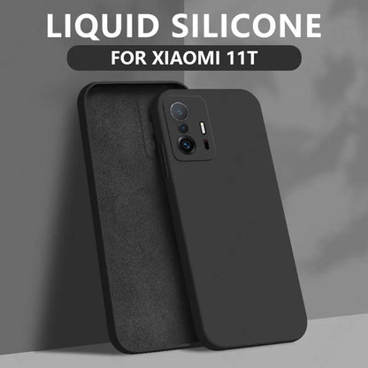 Liquid Silicone Case For Xiaomi Redmi Note 9 8 10 Pro 12 10s 9s 9T Poco X3 NFC M3 F3 X5 Mi 11T 10T 12T Pro Soft Back Cover Black