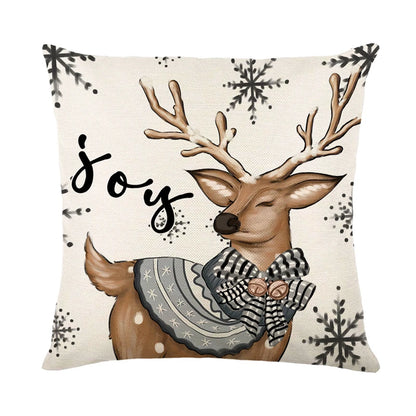 Linen Christmas Pillow Cover Snowman Elk Pillow Case 2023 Christmas Decoration for Home New Year Sofa Car Cushion Cover 45x45cm