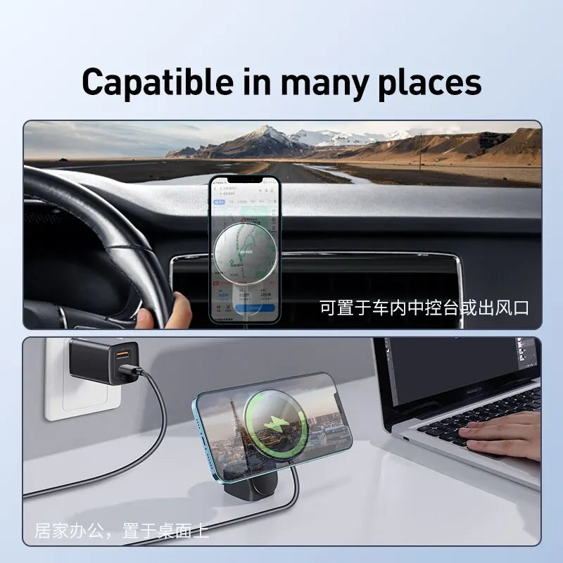 Baseus Magnetic Car Phone Holder Wireless Charger for Apple iPhone 14 13 12 11 Pro Max Wireless Charging Phone Holder Charger