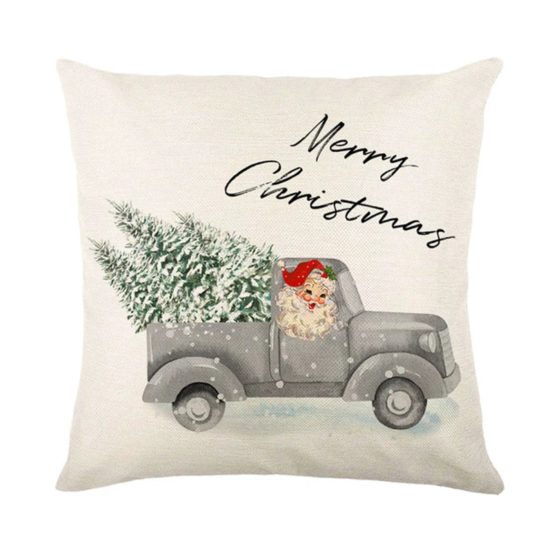 Linen Christmas Pillow Cover Snowman Elk Pillow Case 2023 Christmas Decoration for Home New Year Sofa Car Cushion Cover 45x45cm 13