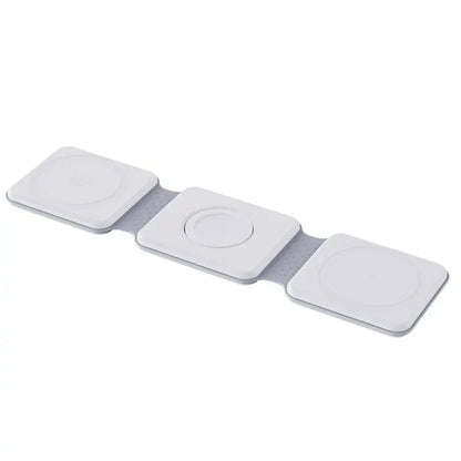 3 in 1 Magnetic Wireless Charger Pad Foldable Phone Chargers Stand For iPhone 14 13 12 Airpods IWatch 7 6 5 Xiaomi Fast Charging White