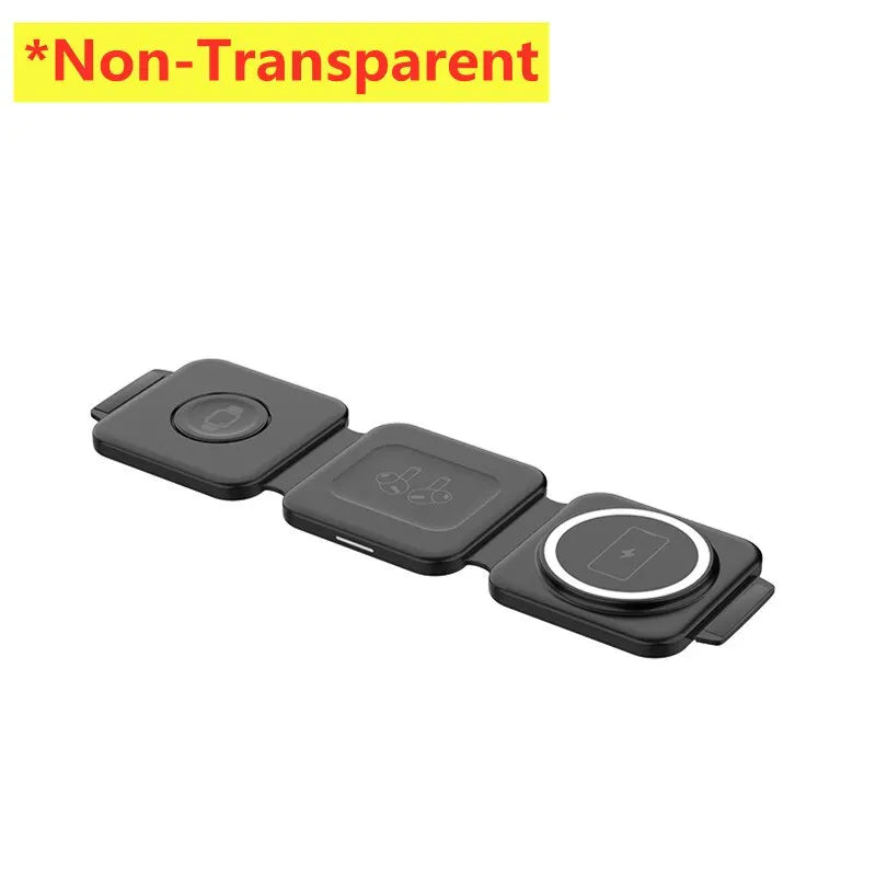 3 In 1 Magnetic Wireless Charger Pad Foldable Phone Chargers Stand Dock for iPhone 15 14 13 12 IWatch 8 7 Fast Charging Station Non-Transparent 1
