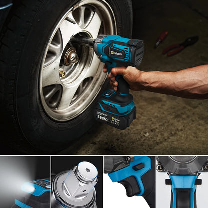 1200N.M Torque Brushless Electric Impact Wrench 1/2 Inch Cordless Electric Wrench Screwdriver Power Tools For Makita 18V Battery