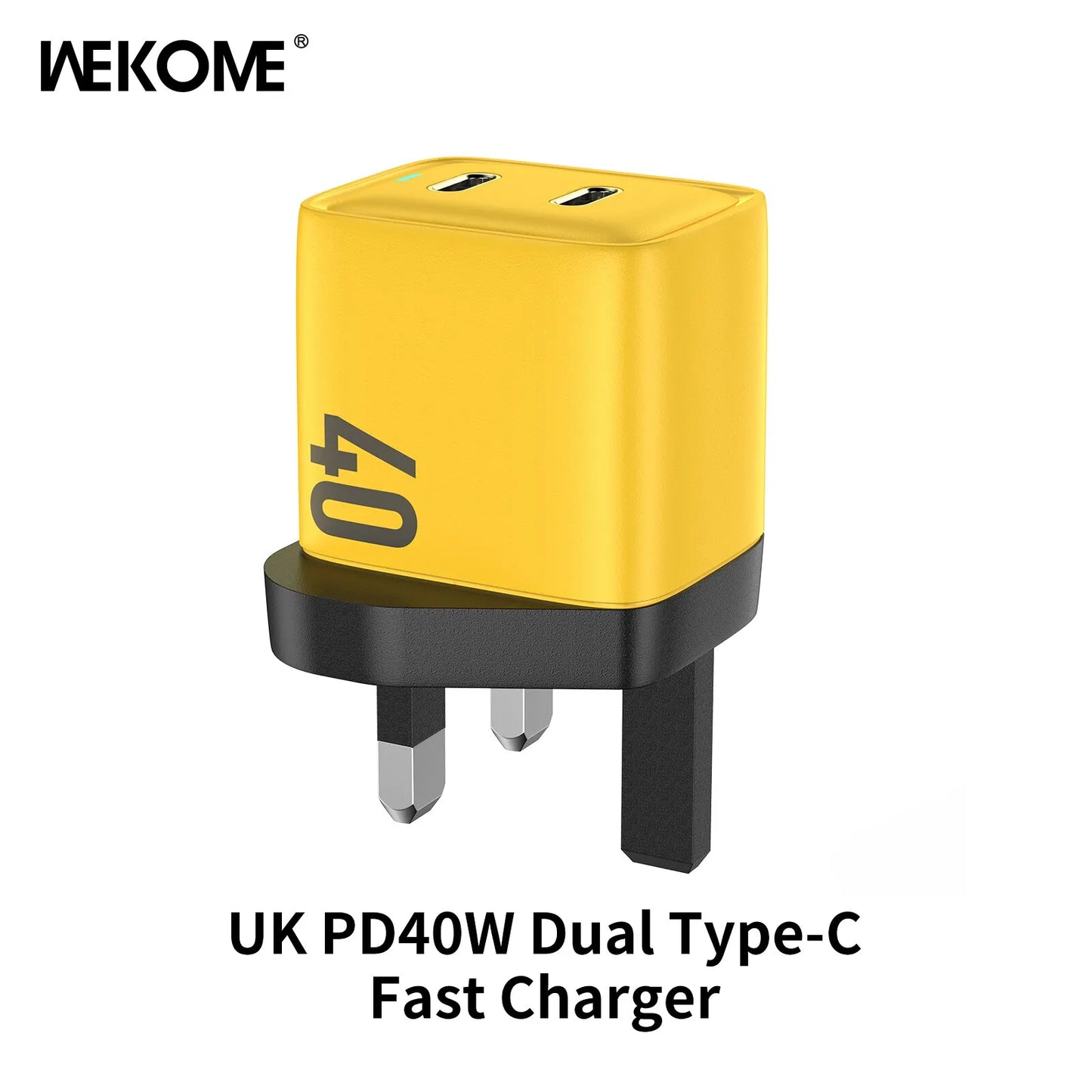 WEKOME GaN 40W/67W/100W Type C Charger Portable USB Charger Adapter QC4.0 PD PPS Fast Charging for iPhone Samsung Xiaomi Macbook UK Yellow