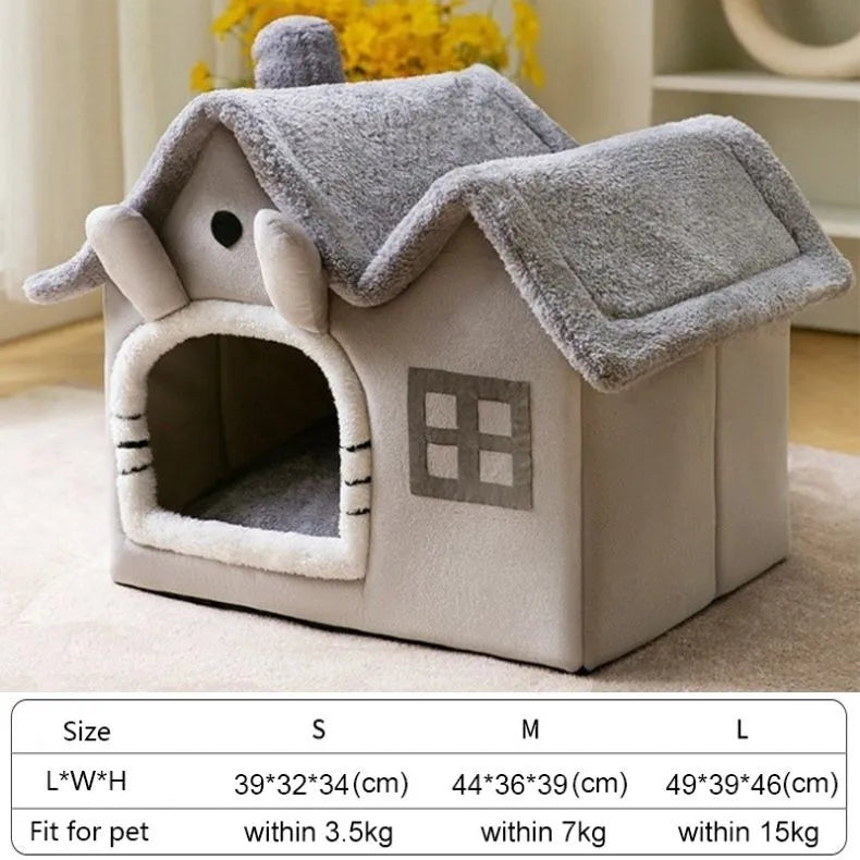 Soft Cat Bed Deep Sleep House Dog Cat Winter House Removable Cushion Enclosed Pet Tent For Kittens Puppy Cama Gato Supplies