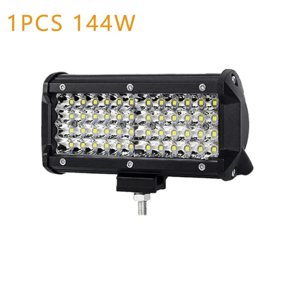 2PCS Car LED Light Bar Offroad 4x4 Spotlights Fog Lamp 12V Diode Headlight Truck Farm Tractor Boat SUV ATV Light Bar/work Light 144w 1PCS