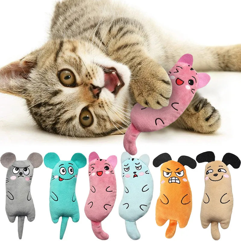 Teeth Grinding Catnip Toys Interactive Plush Cat Toy Mouse Shape Chewing Claws Thumb Bite Cat Mint For Cats Funny Little Pillow