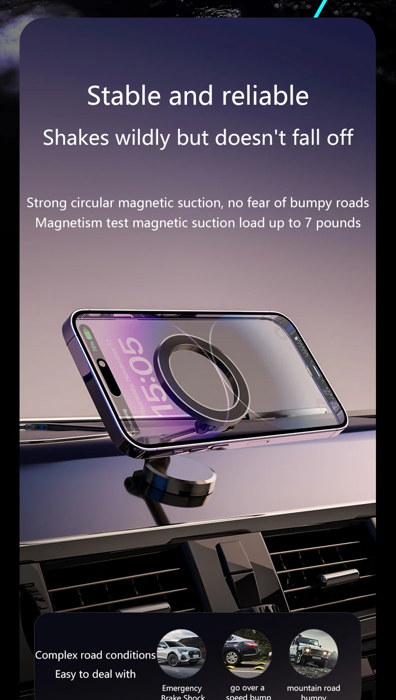 Suitable for MagSafe Navigation Mobile Phone Car Holder, [18 Strong Magnet] Magnetic Attraction, iPhone 15, 14, 13, 12 Pro Max