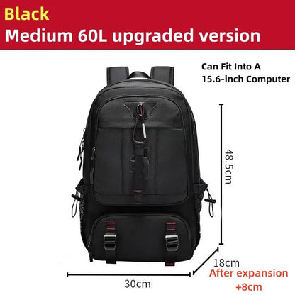 Men Travel Backpack 50-80L Large Capacity Expandable Backpack For Men 17 Inch Laptop Bags Fashion Oxford With Shoe Compartment 50L Black