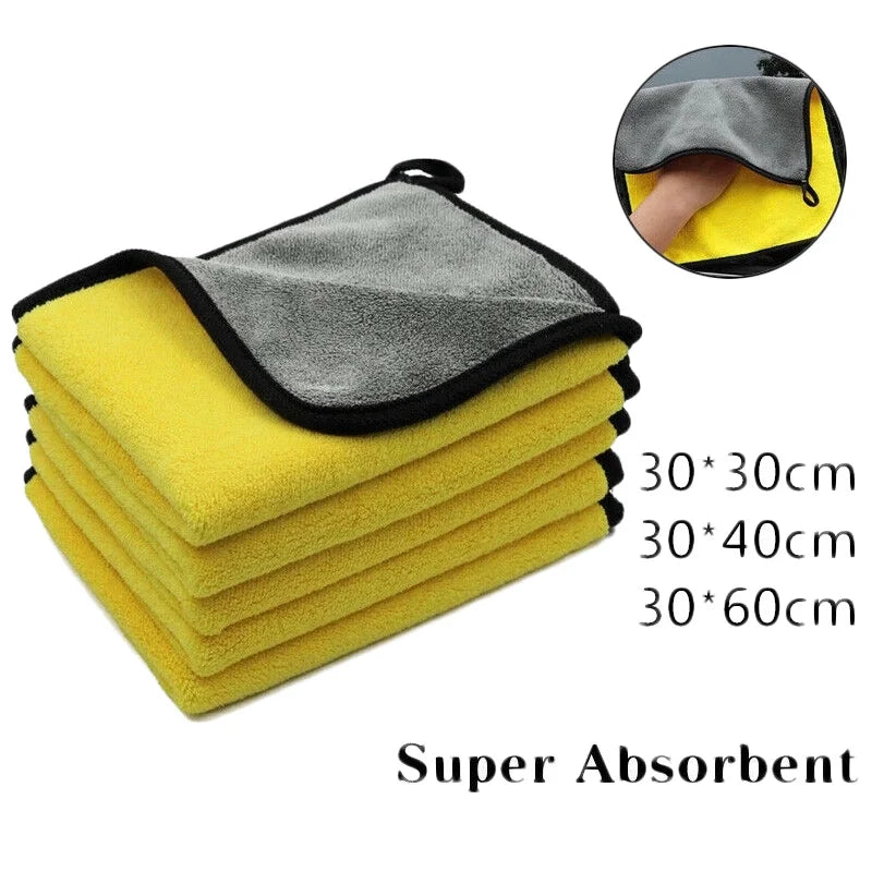 Microfiber Cleaning Towel Thicken Soft Drying Cloth Car Body Washing Towels Double Layer Clean Rags 30/40/60cm