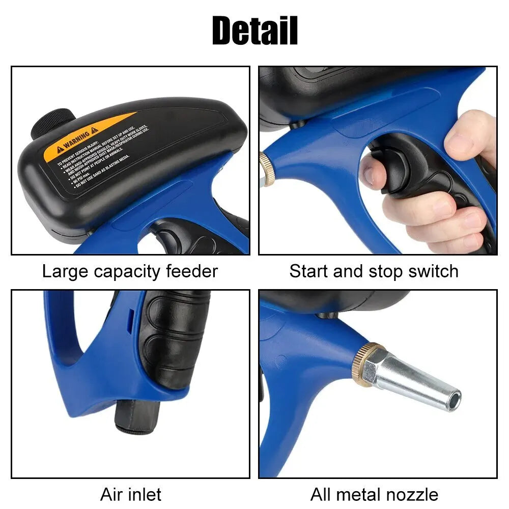 1Pcs Adjustable Sandblasting Gun 90psi Portable Sand Blaster Sand Blasting Machine Gravity Small Handheld Pneumatic Blasting Gun