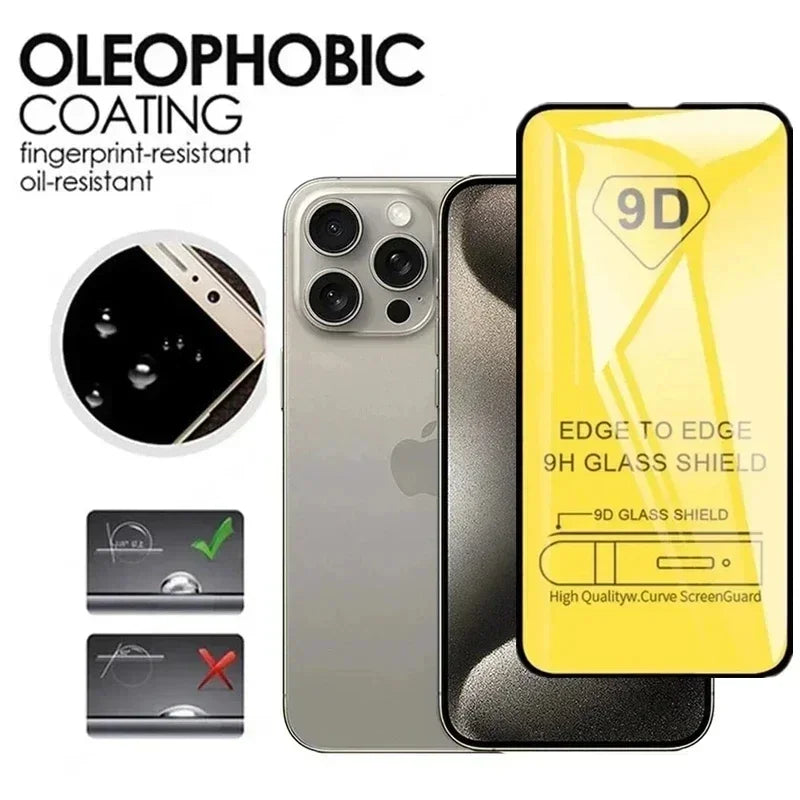 5Pcs 9D Tempered Glass For iPhone 13 15 Pro Max 7 8 Plus Screen Protector For iPhone 14 12 11 PRO XS MAX X XR Full Cover Glass