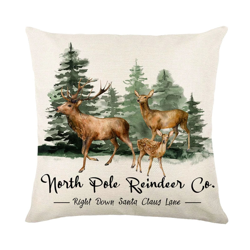 Linen Christmas Pillow Cover Snowman Elk Pillow Case 2023 Christmas Decoration for Home New Year Sofa Car Cushion Cover 45x45cm 9