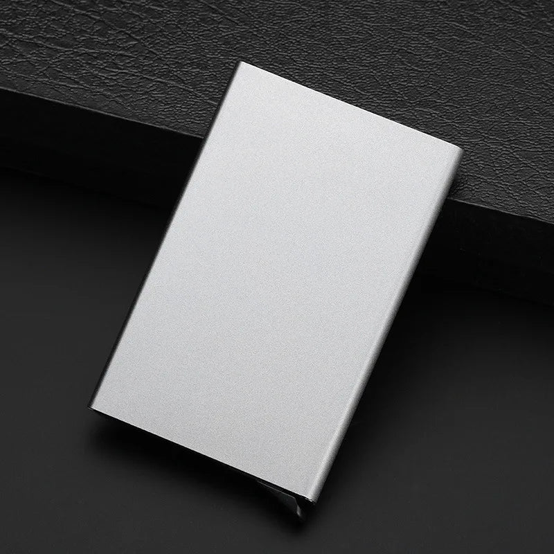 Anti-theft ID Credit Card Holder Minimalist Porte Carte Thin Aluminium Metal Wallets Pocket Case Bank Women Men Credit Card Box grey