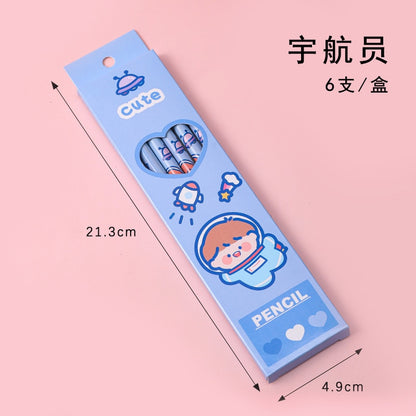 6 Pcs/Set Sweetheart Cute Pencil Children HB Painting Sketch Pen Primary School Students Writing Exam Stationery Supplies Gifts 8