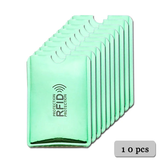 5-20 pcs Aluminium Anti Rfid Card Holder NFC Blocking Reader Lock Id Bank Card Holder Case Protection Metal Credit Card Case 10 pcs Green