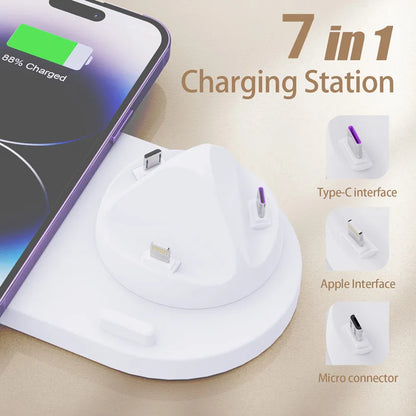 30W 7 in 1 Wireless Charger Stand Pad For iPhone 14 13 12 Pro Max Apple Watch Airpods Phone Chargers Fast Charging Dock Station