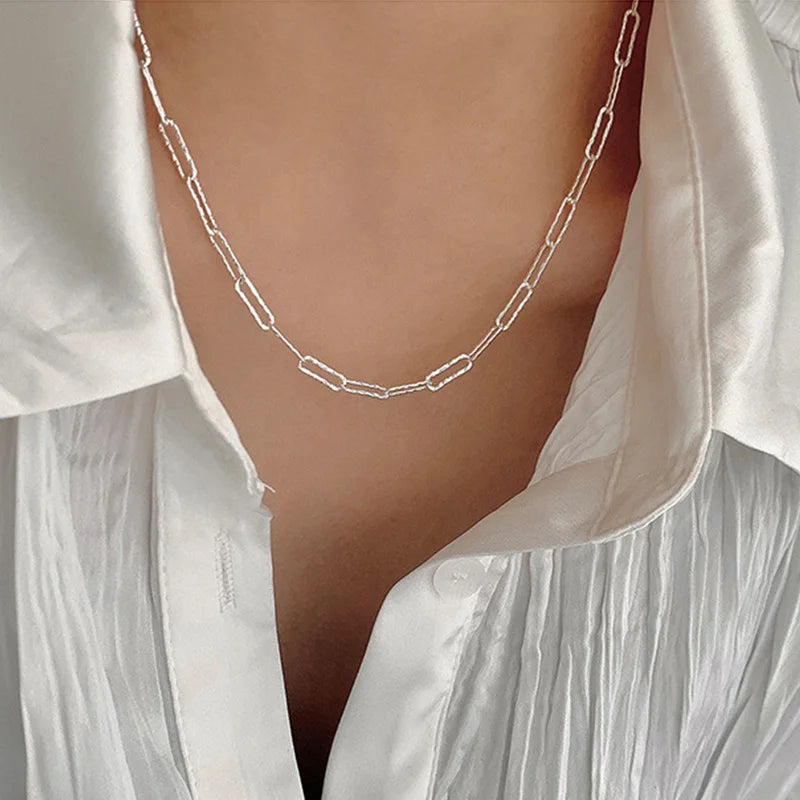 2022 Popular Silver Colour Sparkling Clavicle Chain Choker Necklace Collar For Women Fine Jewelry Wedding Party Birthday Gift 77536