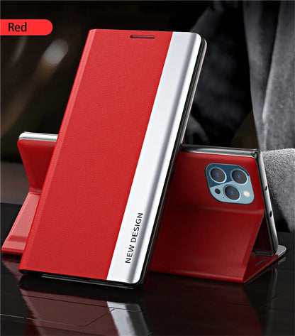 Flip Leather Case For Xiaomi 11T 11Pro Redmi Note 12 5G 11 4G 10S 9S 8T Pro Max 10 POCO X5 Luxury Stand Book Cover Phone Coque Red