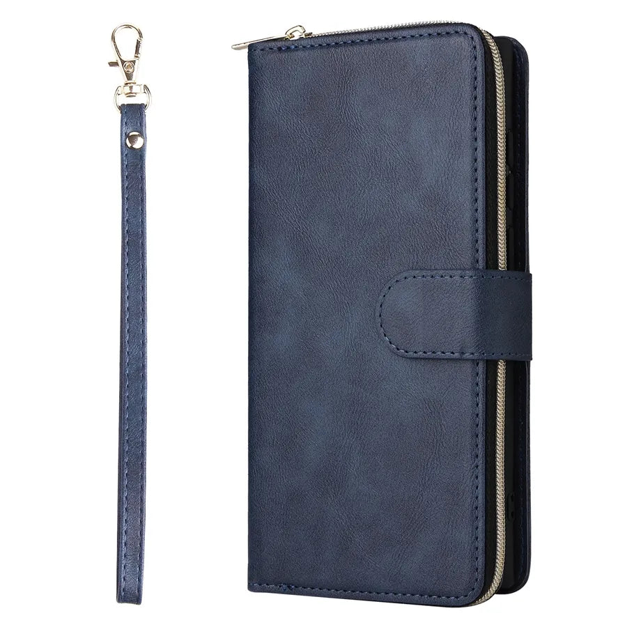 Wallet Luxury 9-Card Leather Case For Samsung Galaxy S23 Ultra S22 Ultra S21 Plus S20 FE S10 Lite S9 S8 Note 20 Ultra 10 Lite