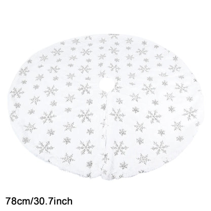 Silver Snowflake Christmas Tree Skirt White Plush Xmas Tree Base Cover Carpet Christmas Decorations For Home Natal New Year 2023 78cm silver