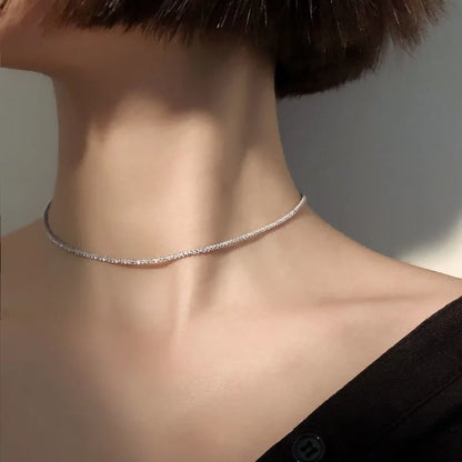 2022 Popular Silver Colour Sparkling Clavicle Chain Choker Necklace Collar For Women Fine Jewelry Wedding Party Birthday Gift