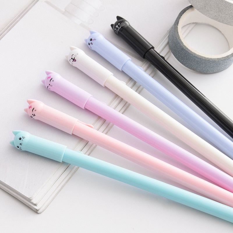 6PCS/set Kawaii Cat Gel Pen 0.38mm Creative Cute Neutral Ink Pen Children Gift School Office Writing Supplies Stationery